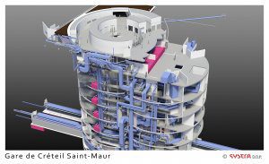A 3D rendering of the design for the Gare de Créteil Saint-Maur, a new station that is part of the Grand Paris Express.