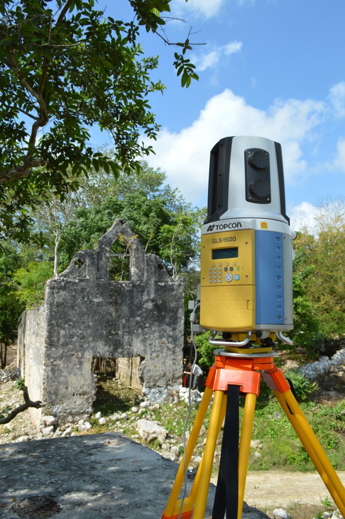 Geodetic scanning image of the church on the Chebalam site. Topcon Positioning Systems donated the use of a GLS-1500 Geodetic LiDAR Scanner.