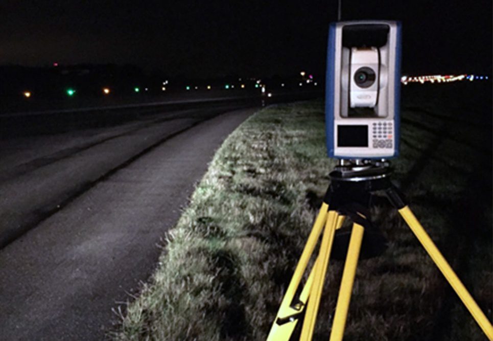 Total Station Shines In Nighttime Topographic Survey At East - total station shines in nighttime topographic survey at east midlands international airport