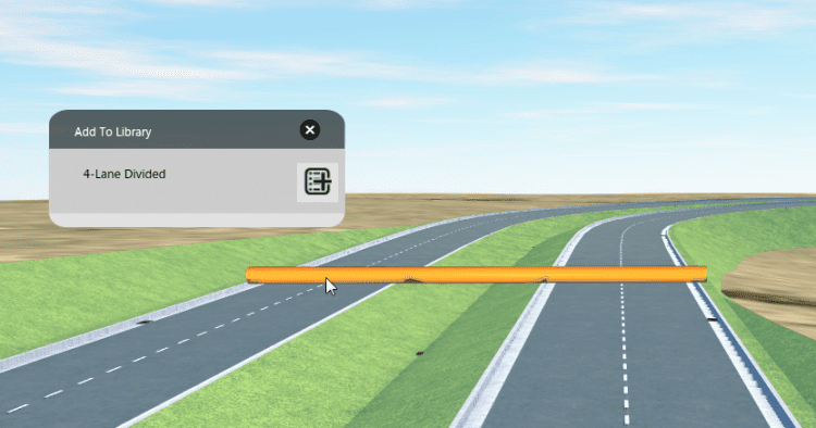 After a component road has been defined, it can be added to the component road library.