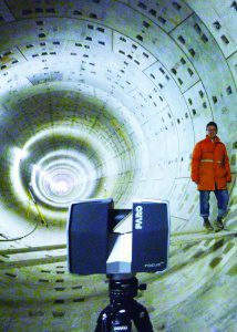 Laser-scanning technology can be applied in railway construction and monitoring of tunnel deformation.